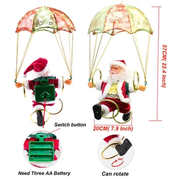 

Christmas Gift Santa Claus Figure Fly Parachute Singing Electric Toy gift Xmas Tree Hanging Decor Ornaments 2020 Newest 3