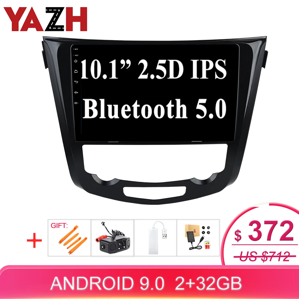 Автомобильный радиоприемник YAZH Android 9 0 Pie 2.5D IPS для Nissan Qashqai / X-trail 2014-2017 с видео 4K/SWC