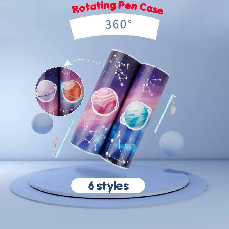 

New web celebrity the same writing case student plastic multi-function 360 degree rotating cylinder large capacity pen box