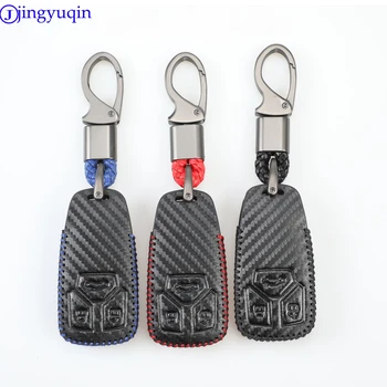 

jingyuqin 3 button carbon fiber car key cover car smart remote control smart key for Audi A4 B9 Q5 Q7 TT TTS 8S 2016 2017