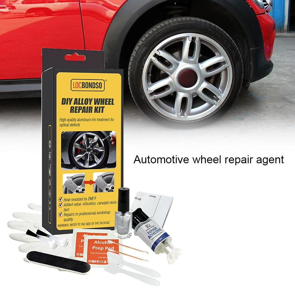 DIY Alloy Wheel Repair Adhesive Kit General Purpose Silver Paint Fix Tool for Car Auto Dent Scratch Care Accessory