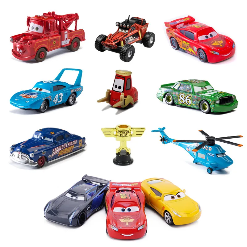 39 estilo Disney Pixar coches 2 3 Rayo McQueen Jackson tormenta el rey Diecast Metal de juguete de modelo de coche para niño regalo de cumpleaños