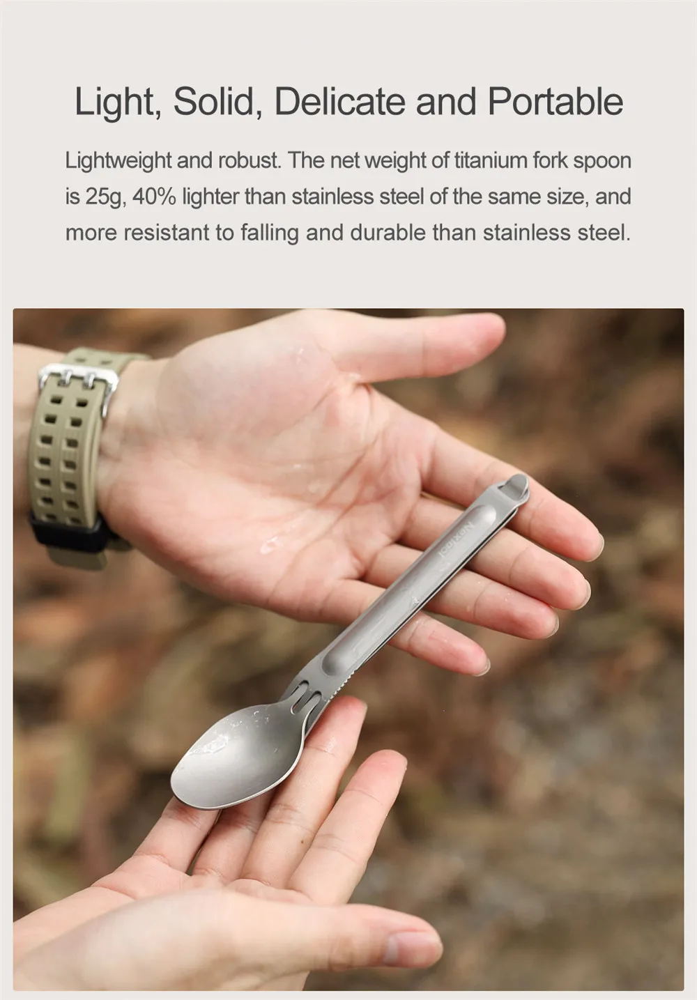 Новейший xiao Mi NexTool вилка ложка для отдыха на открытом воздухе чистый Титан Портативный посуда 2-в-1 съемный Спорт на открытом воздухе здоровый удобно