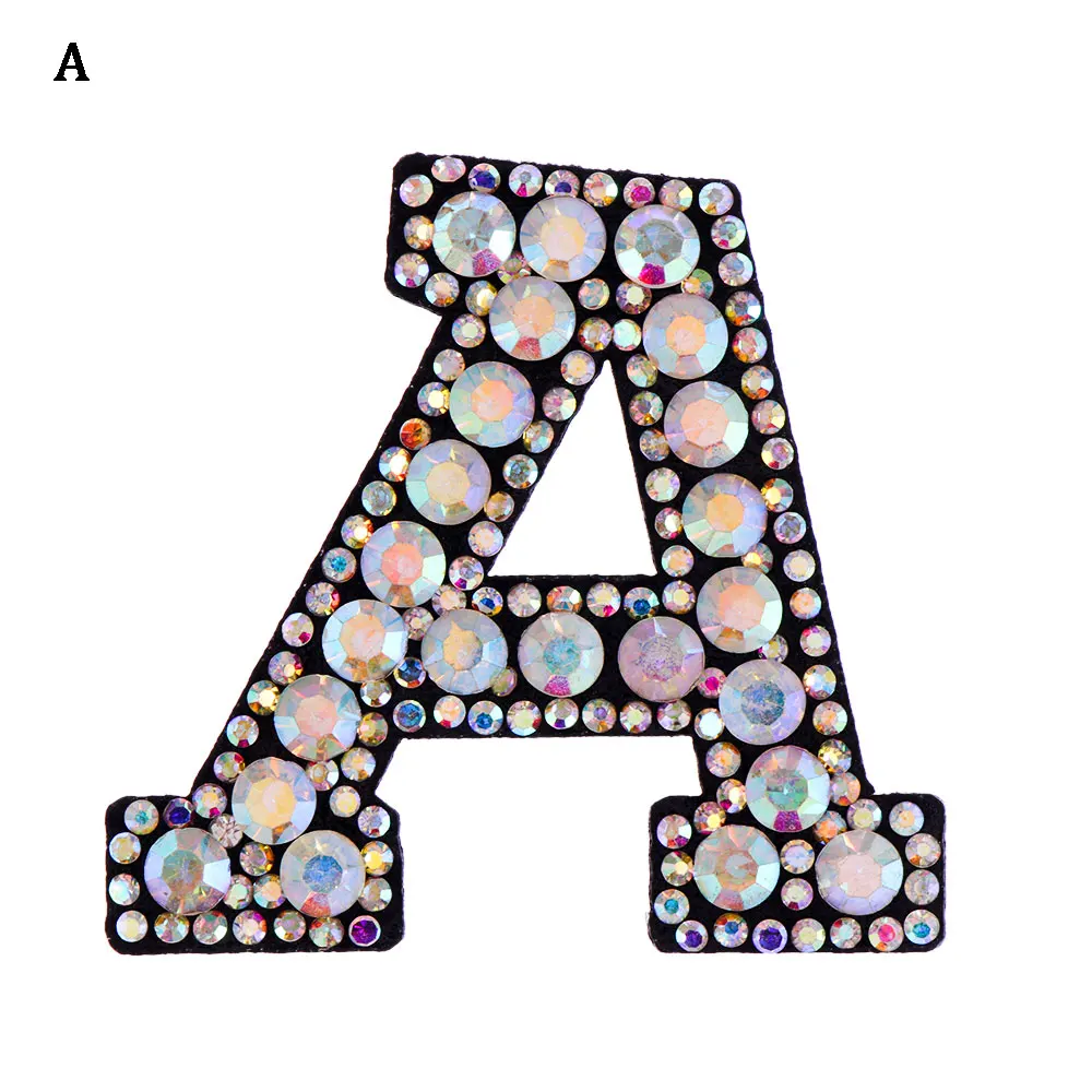 A-Z, 1 шт., стразы, Английский алфавит, буквы, аппликация, 3D, железная нашивка для одежды, значок, обувь, одежда, нашивки с вышивкой - Цвет: 1