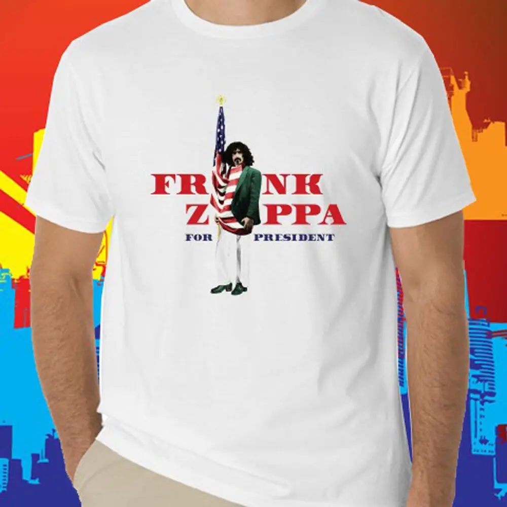 New Frank Zappa-Zappa Per T-Shirt Bianca Da Uomo Presidente Taglia S A 3Xl