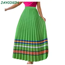 JAYCOSIN одежда женская сексуальная высокая талия тонкая плиссированная юбка женская модная Винтажная с принтом Длинные юбки для дам Осень Зима 1106