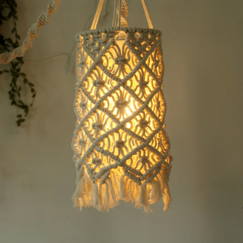 New Boho Hand Woven Lampshade Ins Creative Home Furnishing Cotton Rope