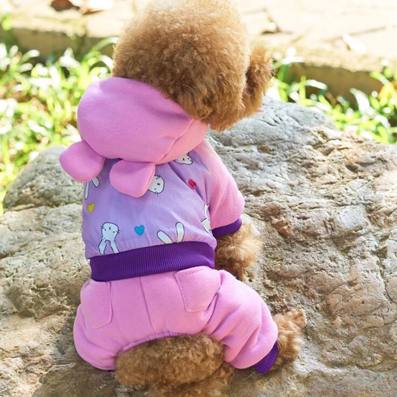 

Pet Dog Winter Clothes Cute Rabbit Jumpsuit For Small Medium Dogs Teddy French Bulldog Pet Outfit XS S M L XL