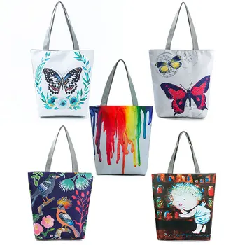 

High Quality Cheap eco Shopping Bag Wholesale Ladies Shoulder Handbag Cute Printed Women Casual Tote Female Beach Bag
