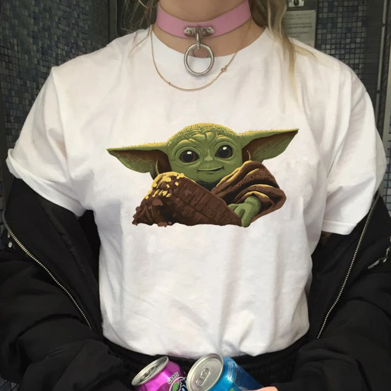 Детская футболка с Йодой и мандалорой Новая модная мужская одежда короткая в