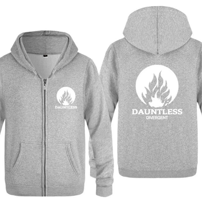 gray hoodie 15 Мужские толстовки с капюшоном фильм «Дивергент» с принтом Мужская толстовка на молнии флисовая куртка с длинным рукавом пальто в стиле хип-хоп Мужская Толстовка для катания на коньках зимняя - Цвет: gray hoodie 15