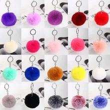 LLavero de pompón de piel esponjosa para mujer, accesorio suave de piel sintética como Bola de coche, soporte de llaves, bolso, joyería colgante, 20 colores