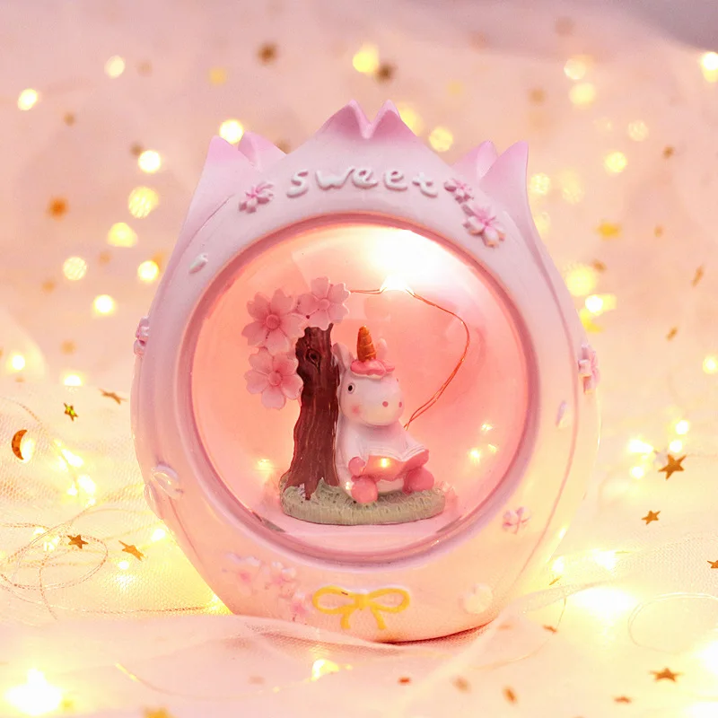 Смоляный светодиодный ночник в виде единорога, детские светильники в форме цветов, лампы для спальни, декорация Рождественский подарок для