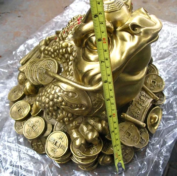 

Gang 28x28cm height Feng shui Good Luck Wealth animal golden toad Bronze Statue