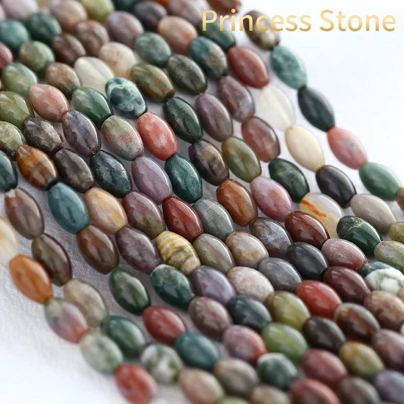 8*12mm Natural Oval Indian Agate Rice Gemstone Beads for Jewelry Making Bulk Handmade DIY Bracelets Necklaces Accessories | Украшения и