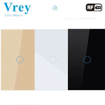 

Vrey US Standard Touch Switch With Wireless Remote Control Unit Touch Lightes Switches Support RF433 Remote Control Wall Switch