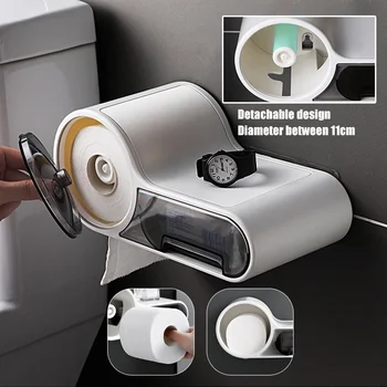 

New Multifunctional Free Punching Tissue Box Toilet Paper Holder Plastic Storage Box Toilet Waterproof For Bathroom Accessories