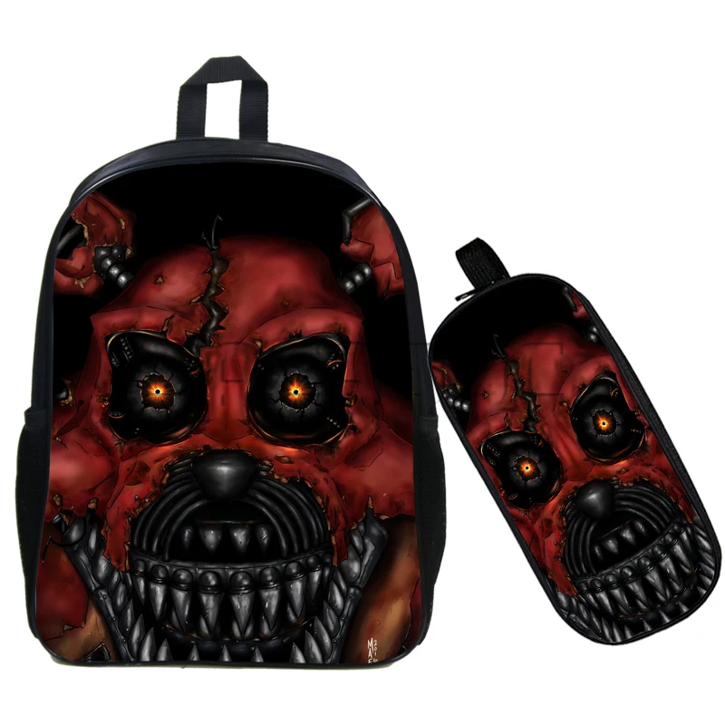Модные школьные рюкзаки Five Nights At Freddy, 16 дюймов, сумка Mochila для мальчиков и девочек, детский рюкзак с пеналом, комплект из 2 предметов - Цвет: 7