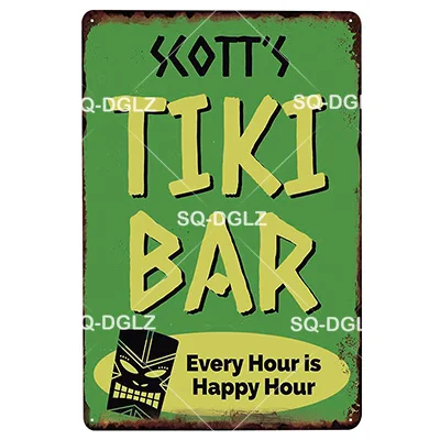 [SQ-DGLZ] TiKi Bar металлическая вывеска для клубного паба, декоративная доска, металлические старинные ремесла, домашний Декор, живопись, плащи, художественный плакат