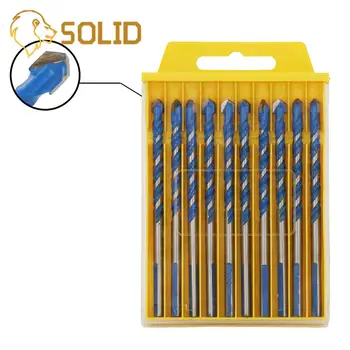 

Triangle Drill Bit 6mm Twist Multifunctional Ceramic Glass Concrete Woodworking Drilling Tool 10Pcs/Set