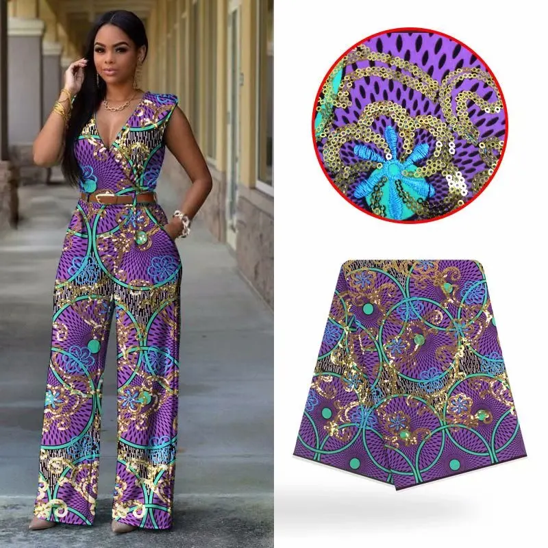 Анкара ткань для пэчворка африканская восковая ткань tissus воск с золотыми блестками африканская Ткань 6 ярдов YB03