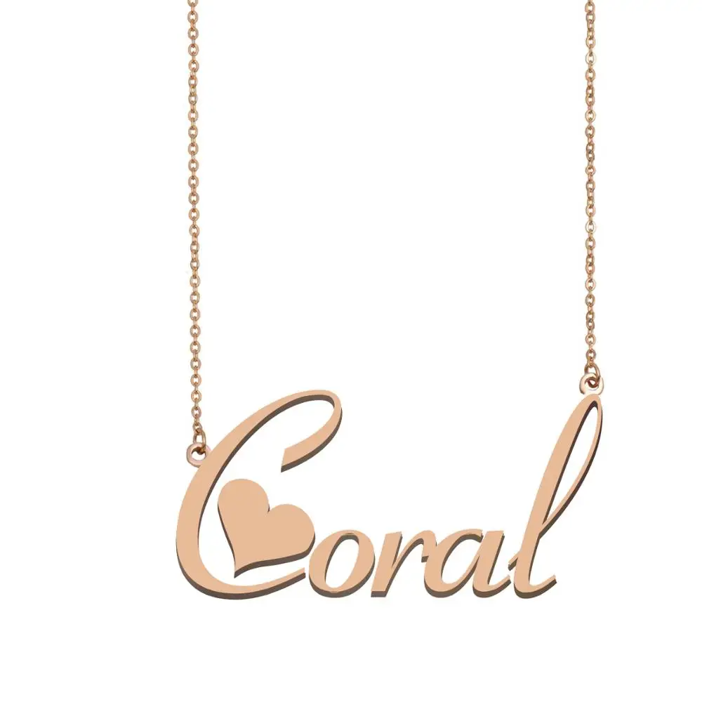 

Coral Name Necklace for Women Girls Stainless Steel Jewelry Friends Birthday Wedding Christmas Mother Gift