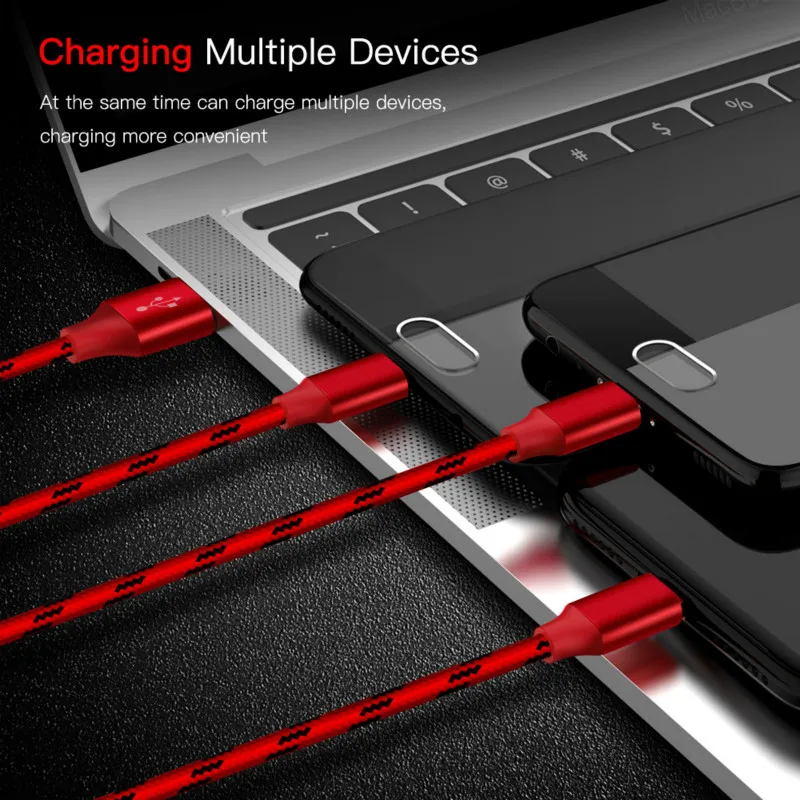 3 в 1 USB кабель позолоченный зарядный для iPhone 8 7 6 6S Plus iOS 10 9 Type C Micro кабели телефонов