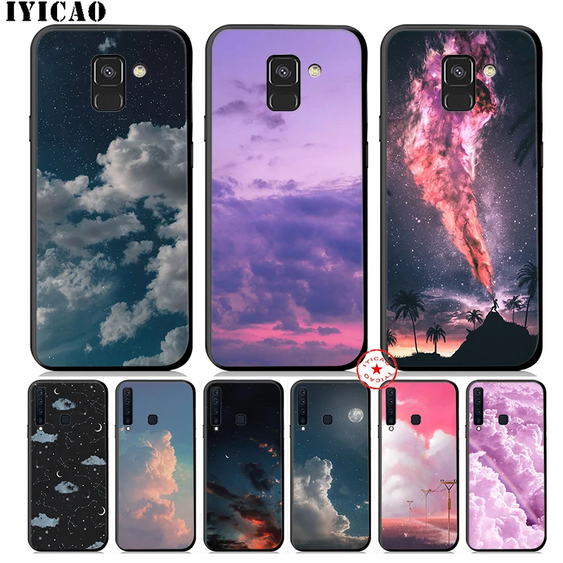 IYICAO Moon Star Cloud Night Soft Phone Case for Samsung Galaxy A9 A8 A7 J6 A6 Plus 2018 A5 A3 2016 2017 Silicone Cover |