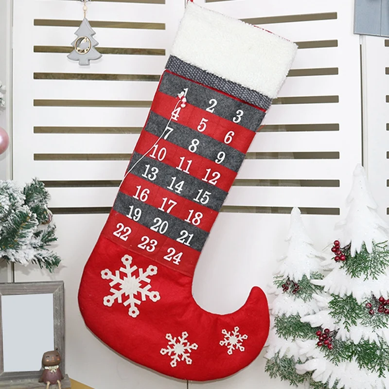 

24 Day Newest Felt Christmas Tree Ornaments Advent Calendar Set Creative Sock Calendar Christmas Decor