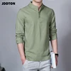 JDDTON 2022 New Men Spring Cotton Linen Kimono Shirt  Long Sleeve Solid Leisure Chinese Clothes Casual Stand Collar Shirts JE039 ► Photo 1/6