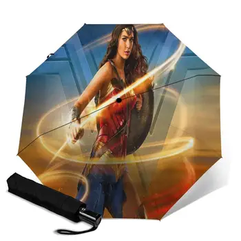 

Wonder Woman Movie Gal Gadot creative men's and women's automatic three fold umbrella rainy day colorful fashion umbrella