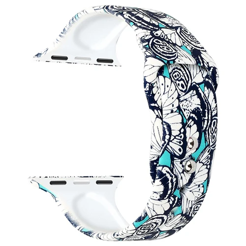 2 Спортивный ремешок для часов для apple watch 4 5 Группа 44 мм, 42 мм, 40 мм, 38 мм, версия для печати силиконовый ремешок для наручных часов iwatch серии 3/2/1 резиновый браслет - Цвет ремешка: 2