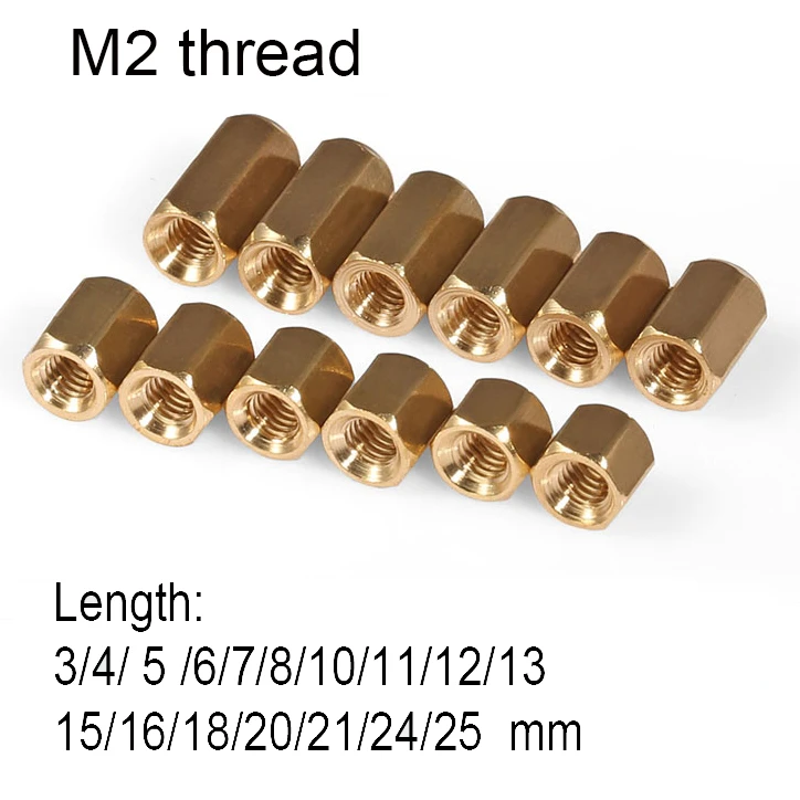 M2 Female Thread Messing Hex Standoff Pillar Rod Spacer Coupler Muttern