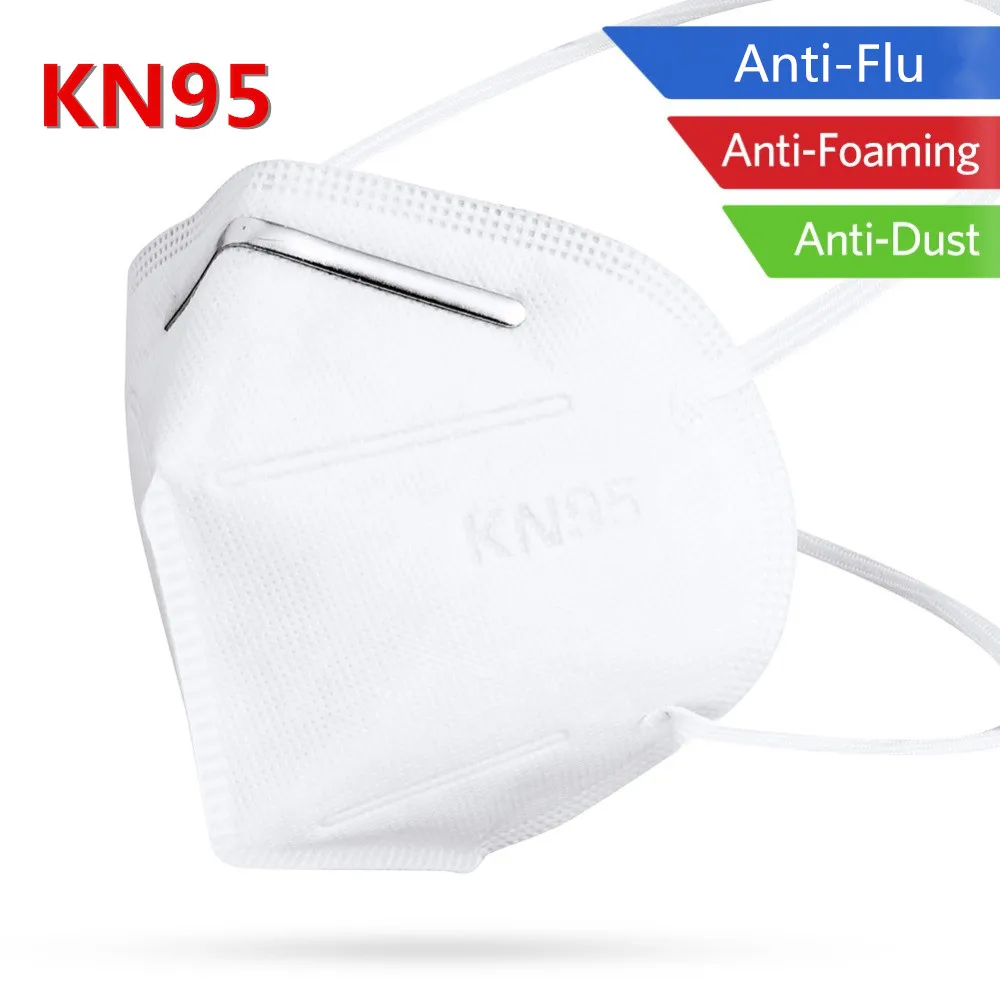 

20 pcs KN95 Anti-flu Face Masks 95% Filtration 4-layer Dustproof Anti-fog Masks Features as KF94 FFP2