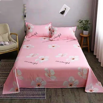 

2020 Hot Sale Flower New Bed Sheet Cotton with Polyester Bed Sheet Child Kids Adults Full Bedspread Mattress Protector Bed Sheet