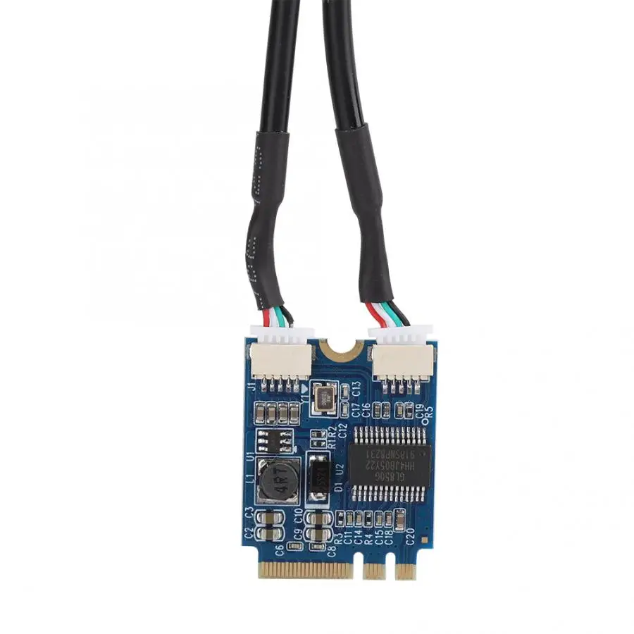 Кабель преобразователя карты расширения M.2 NGFF к USB Riser Card KEY A-E к двойному порту USB2.0 интерфейс Плата расширения кабель адаптер