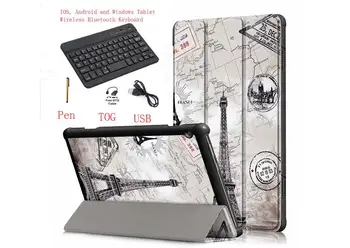 

Magnetic Bluetooth Keyboard Case for Lenovo Tab E10 X104F Tablet Keyboard Painted Stand PU Leather Smart Cover + Pen