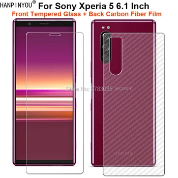 Перейти на Алиэкспресс и купить Для sony Xperia 5 6,1 дюйм1 комплект = мягкая задняя пленка из углеродного волокна + ультратонкая прозрачная защитная пленка из закаленного стекла прем...