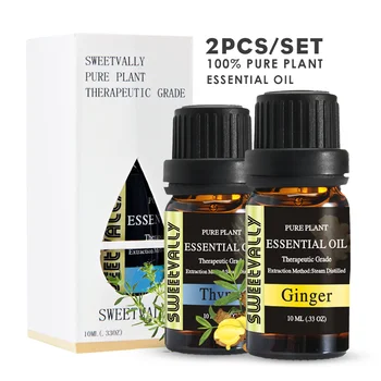 

New 2Pcs/Set Ginger & Thyme Essential Oil Relieve Body Body Relax Pain Relief Essential Oil For Air Humidifier Aromatherapy