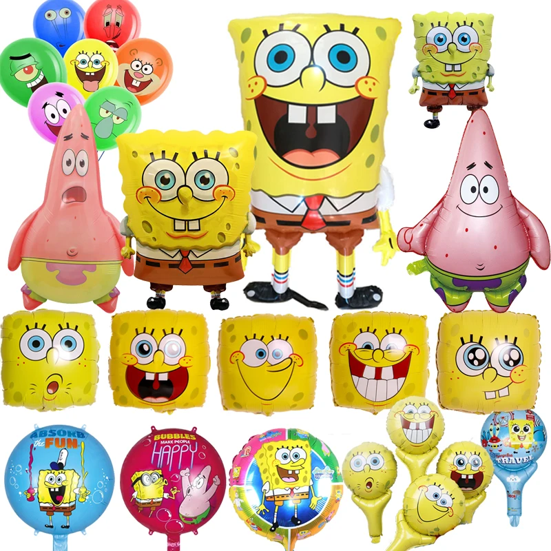 Sponge-Bob Foil Balloons Kidsroom Decoration Boys Faovr Girl Gifts Aerated Toy Birthday Party Decor Baby Shower Party Supplies 100pcs macaron latex balloons gold sliver confetti balloons birthday party decoration wedding party supplies baby shower decor
