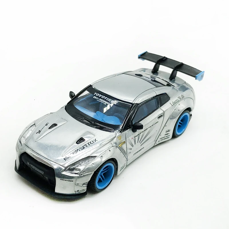 1: 64 литьевой сплав серый Nissan Gtr-lb Nissan Ares широкая ширина Модифицированная мини-сцена модель