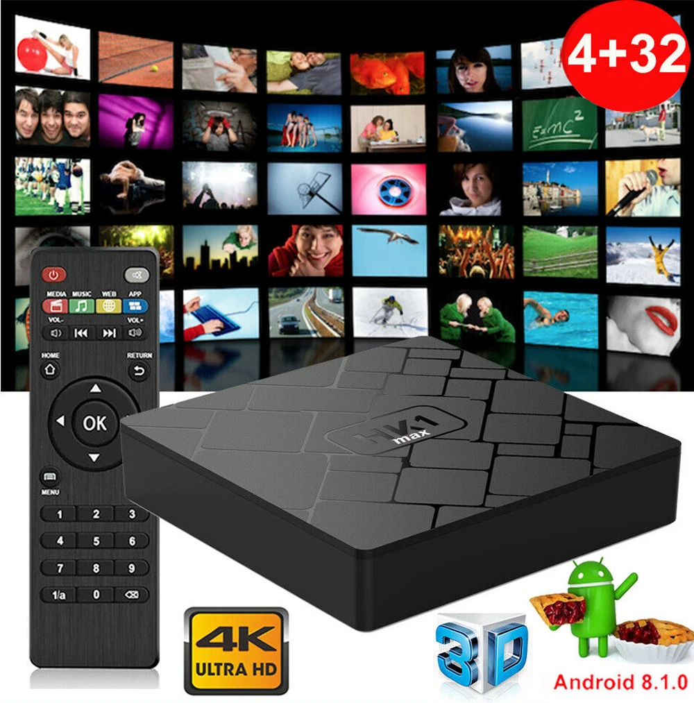HK1MAX 4 Гб+ 32 ГБ/64G Android 8.1.0 пирог 4 ядра 4K смарт ТВ ящик медиа плеер мини-ПК