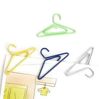 

50pcs Creative Paper Clips Adorable Clothes Hanger Shaped Metal File Clamp Bookmark Holder Paper Clip for Office School Home