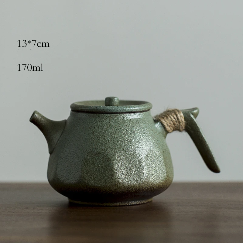 LUWU зеленый керамический чайники kyusu винтажные китайские кунг-фу чайная кружка, сосуды для питья - Цвет: Style C