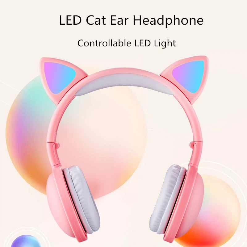 TOPNew Arrival LED Cat Ear Headphones Smart Noise Cancelling Bluetooth 5 0 Headsets Adults Kids Headset With Mic 3 5mm Plug
