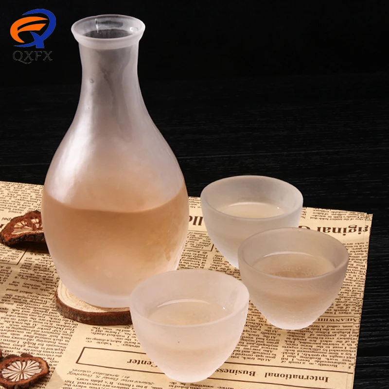 1 Set Glass Japanese Sake 1 Pot 3Cups Set Flagon Liquor Spirits Cups Glass Sake Wine Winebowl Small Wine