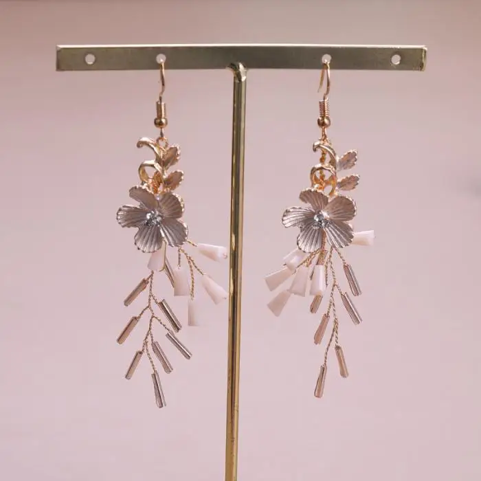 High Quality Flower Crystal Simulated Pearls Hairpin Clips Headband Pendant Earrings Jewelry Sets for Bride Noiva Wedding Party