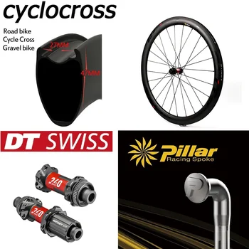 

DT Swiss 240 Disc Brake 700C Carbon Fiber Gravel Bike Wheel Cyclocross Wheelset With Pillar 1423 Spoke Super Light Weight