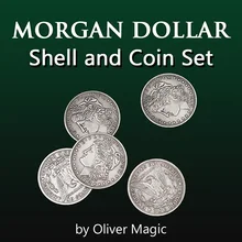 Morgan Dollar Shell и монета набор(5 монет+ 1 головная оболочка+ 1 Хвостовая оболочка) крупным планом иллюзии монета волшебные фокусы, трюк Prop