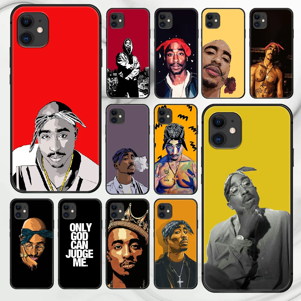 Чехол для телефона Rapper 2pac singer Tupac чехол iphone 5 5s se 2020 6 6s 7 8 12 mini plus X XS XR 11 PRO MAX черный Etui